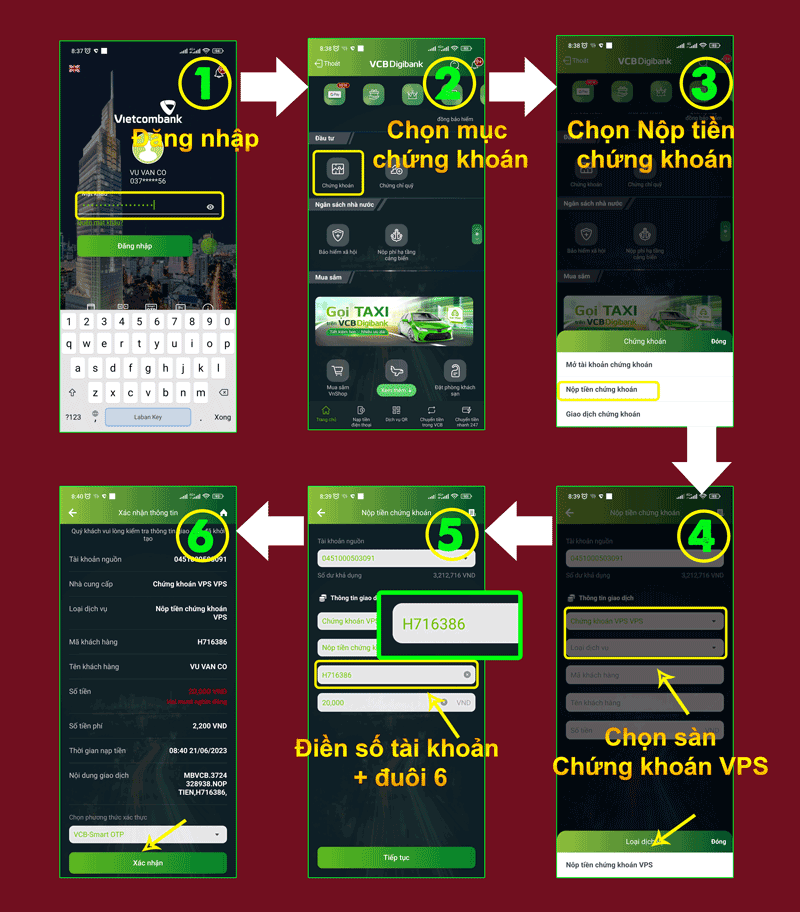 Hướng dẫn nạp tiền vào tài khoản chứng khoán VPS